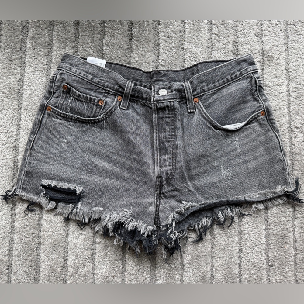 Levi's Button Fly Frayed Jean Shorts